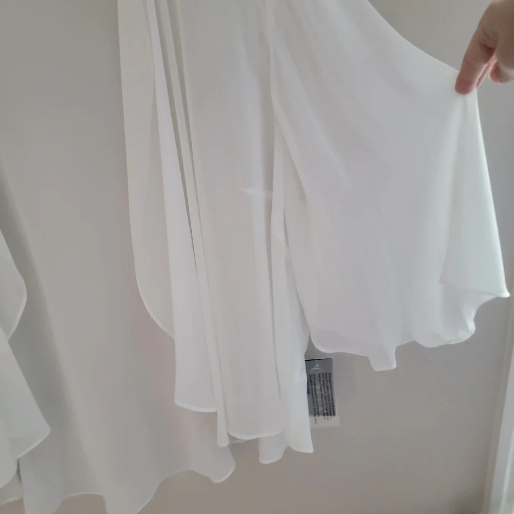NWT Ivory White Chiffon Sheer Bolero Jacket Cover Up - Picture 4 of 7